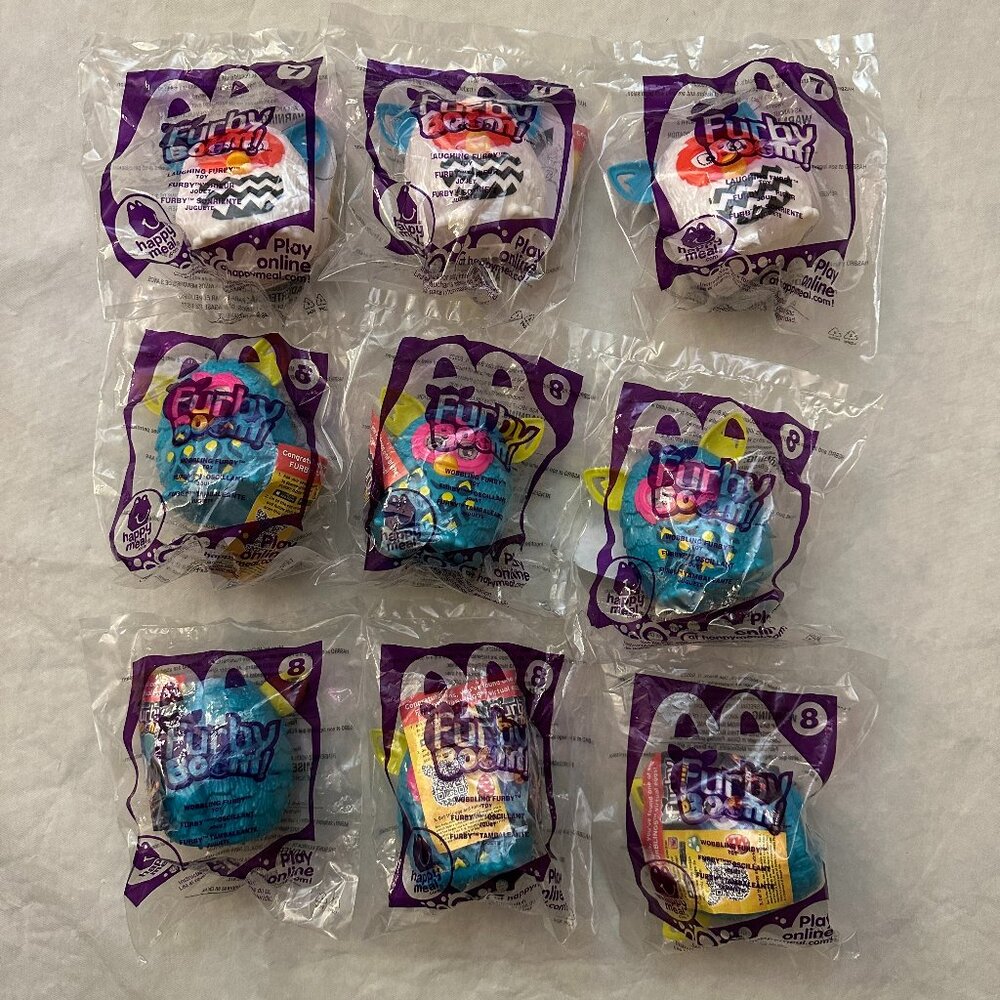 9 McDonald's Furby Boom Toys / 3 #7 and 6 #8